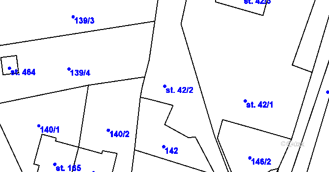 Parcela st. 42/2 v KÚ Hostašovice, Katastrální mapa