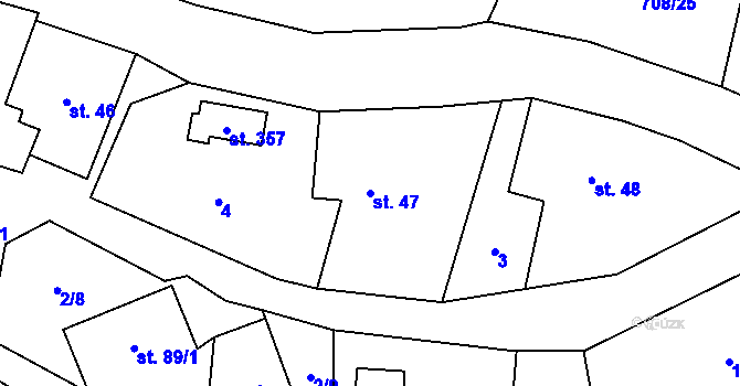 Parcela st. 47 v KÚ Hostašovice, Katastrální mapa
