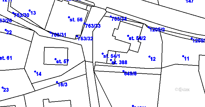 Parcela st. 54/1 v KÚ Hostašovice, Katastrální mapa