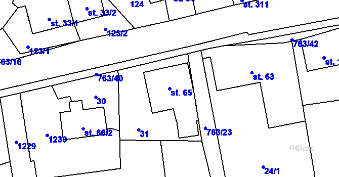 Parcela st. 65 v KÚ Hostašovice, Katastrální mapa