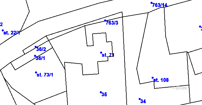 Parcela st. 71 v KÚ Hostašovice, Katastrální mapa