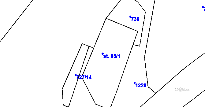 Parcela st. 85/1 v KÚ Hostašovice, Katastrální mapa