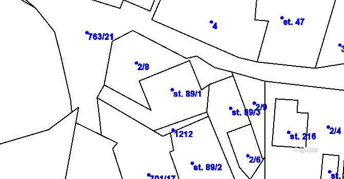 Parcela st. 89/1 v KÚ Hostašovice, Katastrální mapa