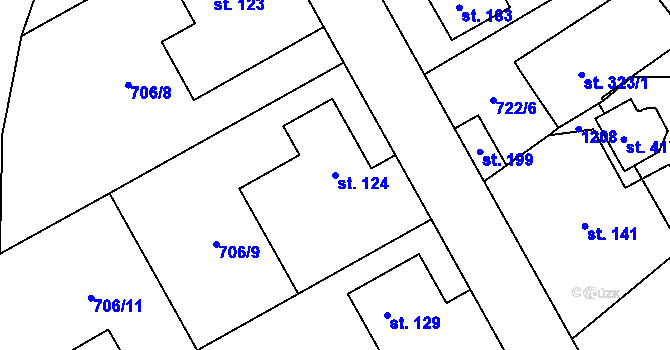 Parcela st. 124 v KÚ Hostašovice, Katastrální mapa