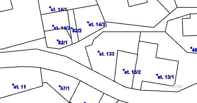 Parcela st. 133 v KÚ Hostašovice, Katastrální mapa