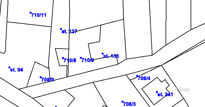 Parcela st. 136 v KÚ Hostašovice, Katastrální mapa