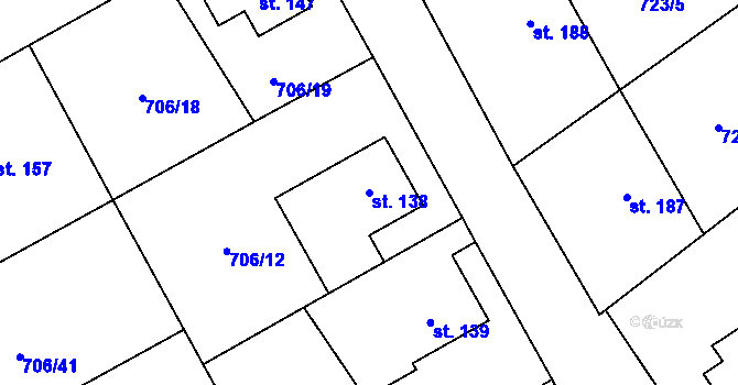 Parcela st. 138 v KÚ Hostašovice, Katastrální mapa