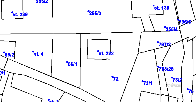 Parcela st. 222 v KÚ Hostašovice, Katastrální mapa