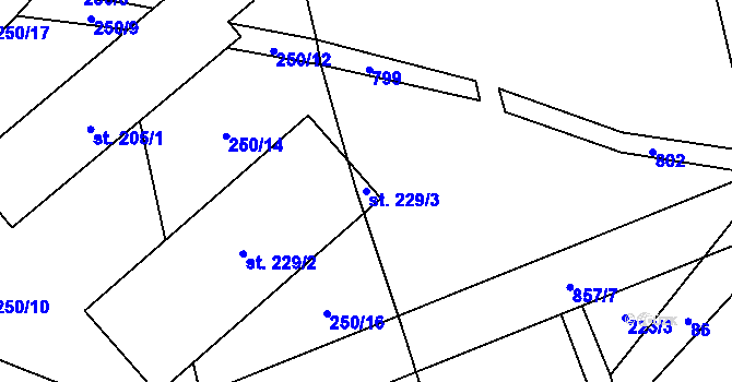 Parcela st. 229/3 v KÚ Hostašovice, Katastrální mapa