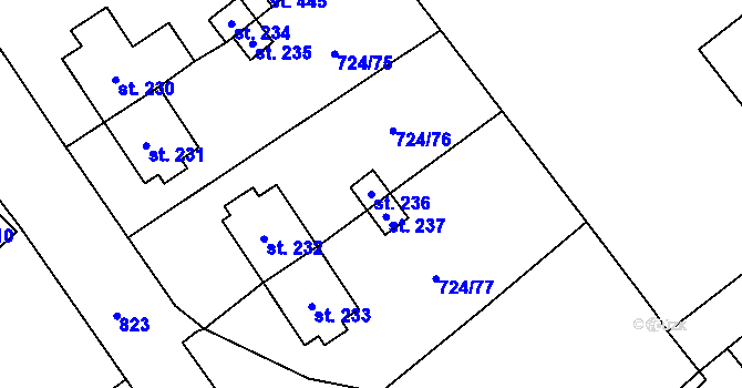 Parcela st. 236 v KÚ Hostašovice, Katastrální mapa