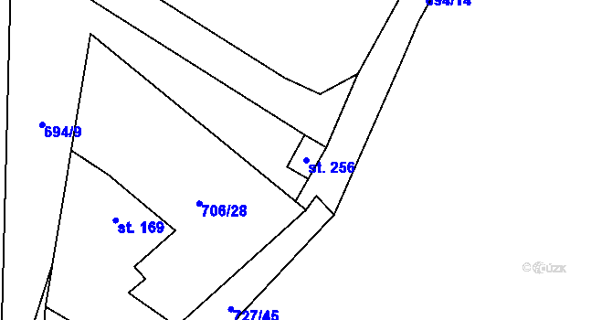 Parcela st. 256 v KÚ Hostašovice, Katastrální mapa