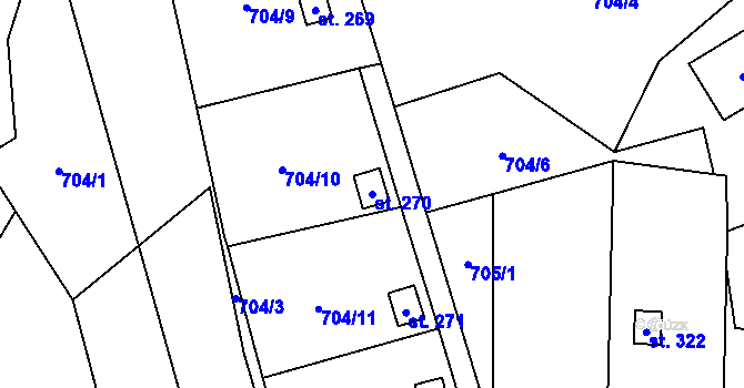 Parcela st. 270 v KÚ Hostašovice, Katastrální mapa