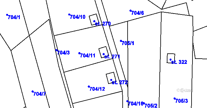 Parcela st. 271 v KÚ Hostašovice, Katastrální mapa