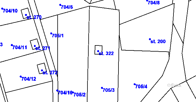 Parcela st. 322 v KÚ Hostašovice, Katastrální mapa