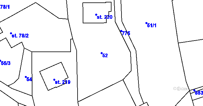 Parcela st. 52 v KÚ Hostašovice, Katastrální mapa