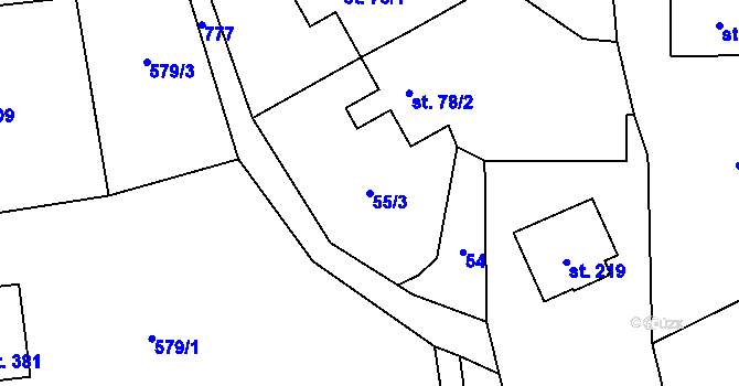 Parcela st. 55/3 v KÚ Hostašovice, Katastrální mapa