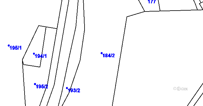 Parcela st. 184/2 v KÚ Hostašovice, Katastrální mapa