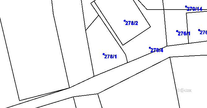 Parcela st. 278/1 v KÚ Hostašovice, Katastrální mapa