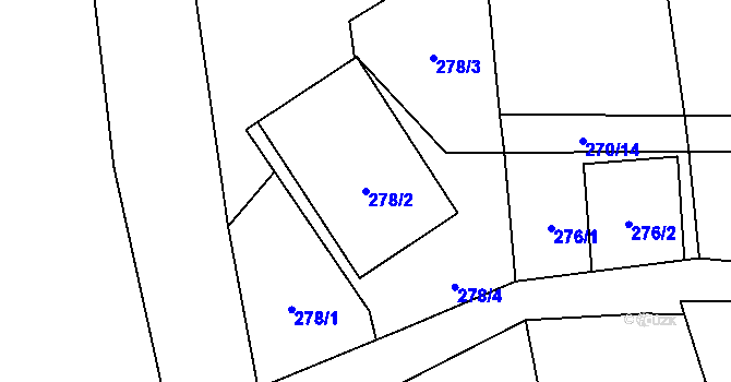 Parcela st. 278/2 v KÚ Hostašovice, Katastrální mapa