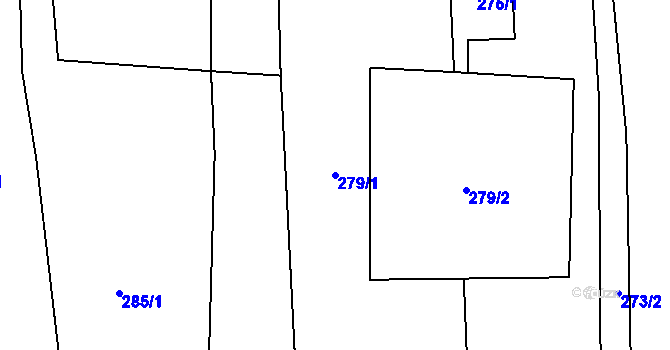 Parcela st. 279/1 v KÚ Hostašovice, Katastrální mapa