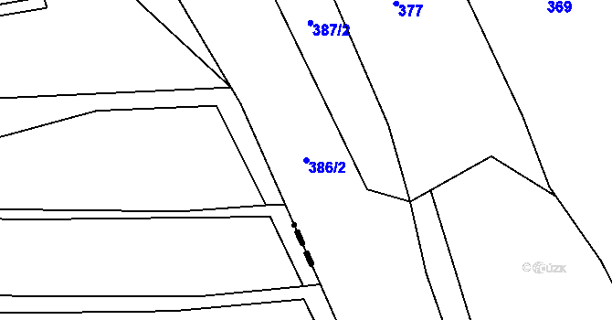 Parcela st. 386/2 v KÚ Hostašovice, Katastrální mapa