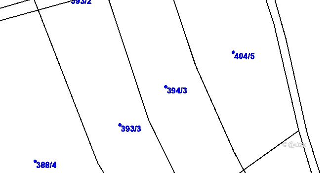 Parcela st. 394/3 v KÚ Hostašovice, Katastrální mapa