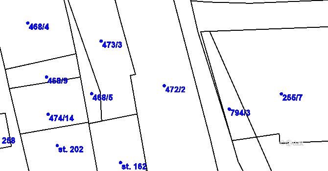 Parcela st. 472/2 v KÚ Hostašovice, Katastrální mapa
