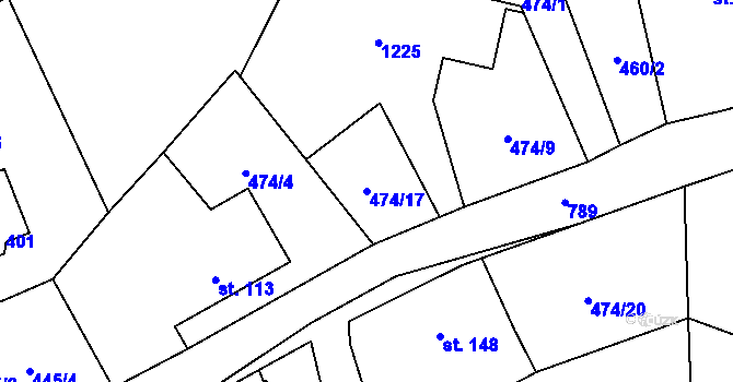 Parcela st. 474/17 v KÚ Hostašovice, Katastrální mapa