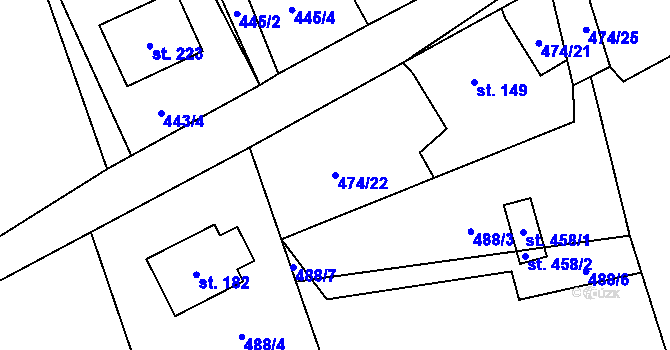 Parcela st. 474/22 v KÚ Hostašovice, Katastrální mapa