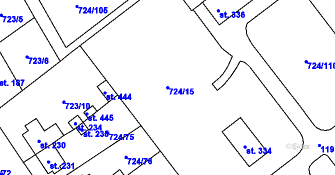 Parcela st. 724/15 v KÚ Hostašovice, Katastrální mapa