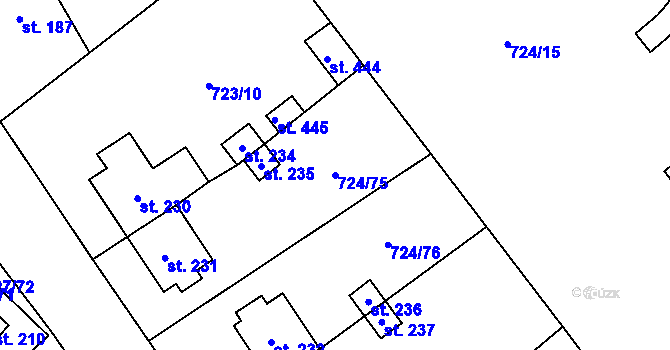 Parcela st. 724/75 v KÚ Hostašovice, Katastrální mapa