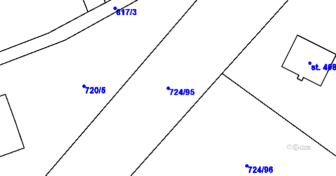 Parcela st. 724/95 v KÚ Hostašovice, Katastrální mapa