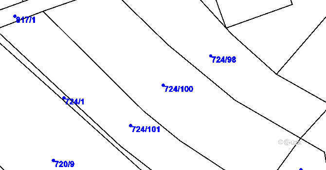 Parcela st. 724/100 v KÚ Hostašovice, Katastrální mapa