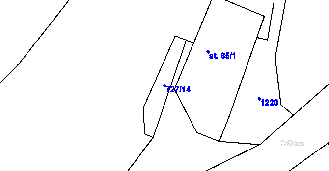 Parcela st. 727/14 v KÚ Hostašovice, Katastrální mapa