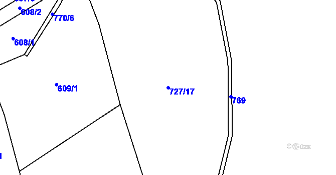 Parcela st. 727/17 v KÚ Hostašovice, Katastrální mapa
