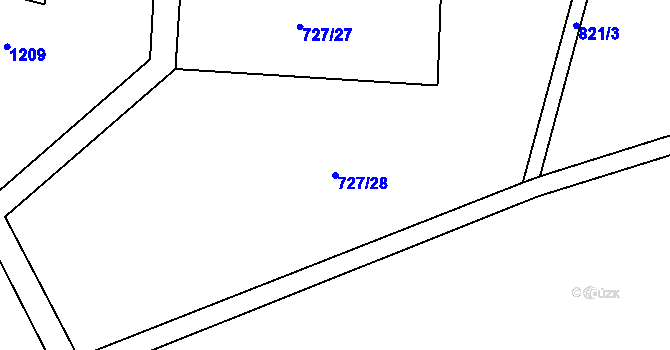 Parcela st. 727/28 v KÚ Hostašovice, Katastrální mapa
