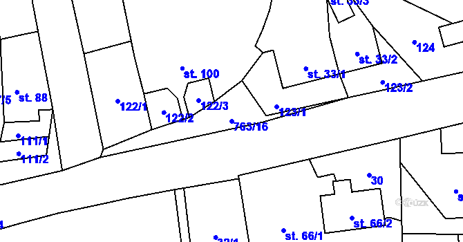 Parcela st. 763/16 v KÚ Hostašovice, Katastrální mapa