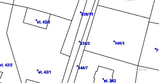 Parcela st. 835/2 v KÚ Hostašovice, Katastrální mapa