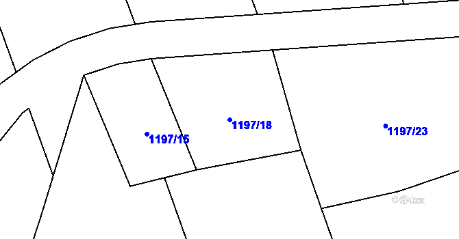 Parcela st. 1197/18 v KÚ Hostašovice, Katastrální mapa