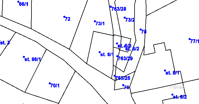 Parcela st. 6/1 v KÚ Hostašovice, Katastrální mapa