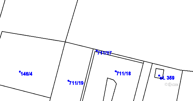 Parcela st. 711/17 v KÚ Hostašovice, Katastrální mapa