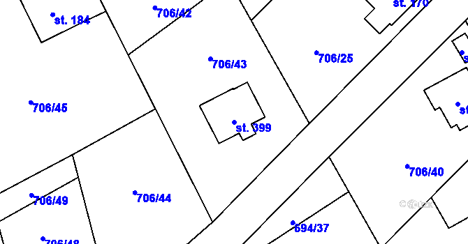 Parcela st. 399 v KÚ Hostašovice, Katastrální mapa