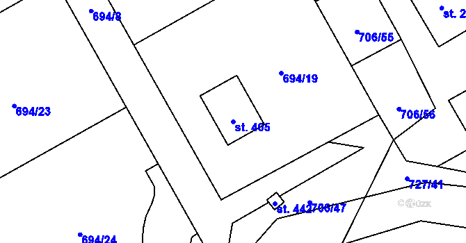 Parcela st. 405 v KÚ Hostašovice, Katastrální mapa