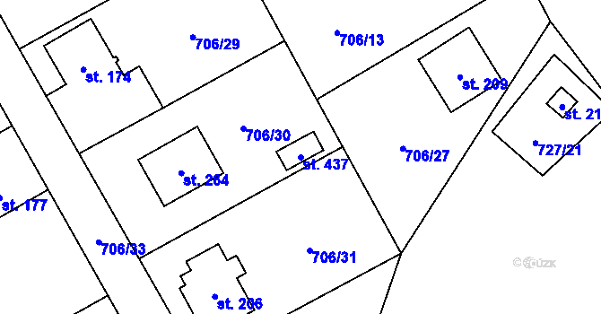 Parcela st. 437 v KÚ Hostašovice, Katastrální mapa