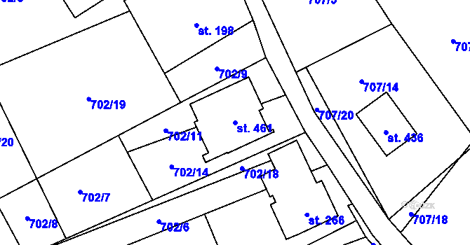 Parcela st. 461 v KÚ Hostašovice, Katastrální mapa
