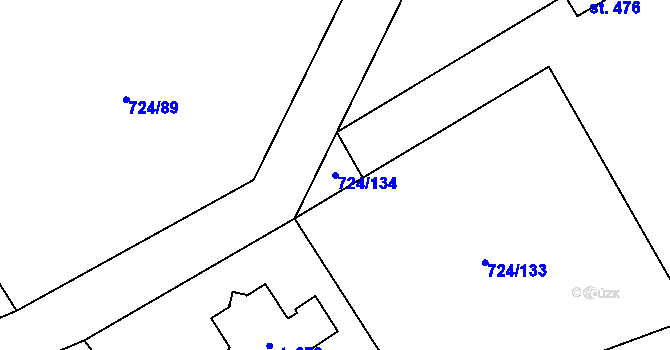 Parcela st. 724/134 v KÚ Hostašovice, Katastrální mapa