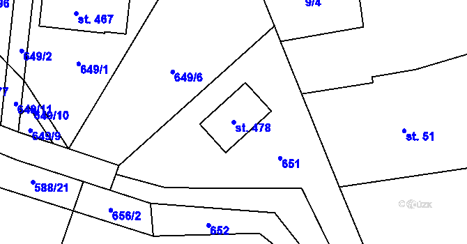 Parcela st. 478 v KÚ Hostašovice, Katastrální mapa