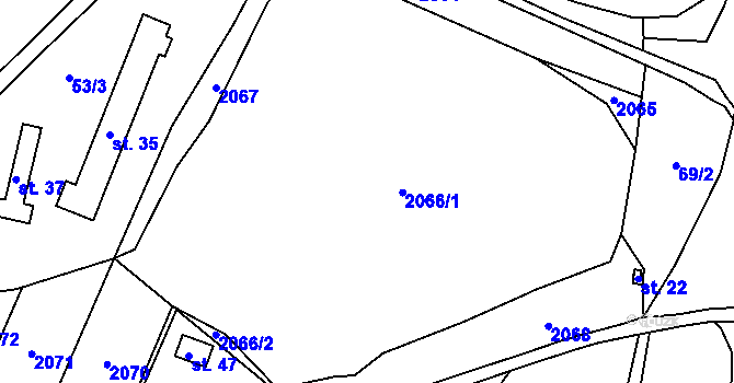 Parcela st. 2066 v KÚ Hostějeves, Katastrální mapa