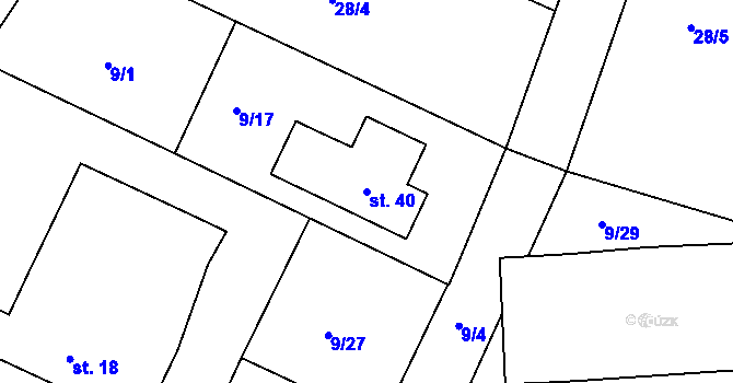 Parcela st. 40 v KÚ Hostějeves, Katastrální mapa