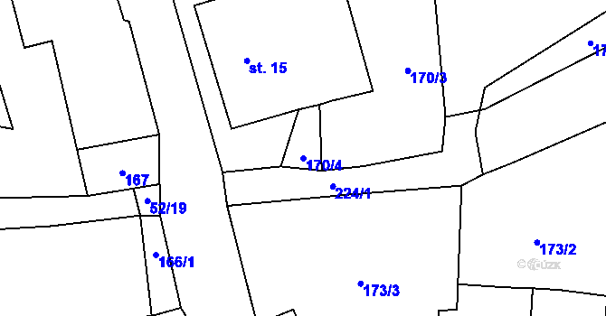 Parcela st. 170/4 v KÚ Nekrasín, Katastrální mapa